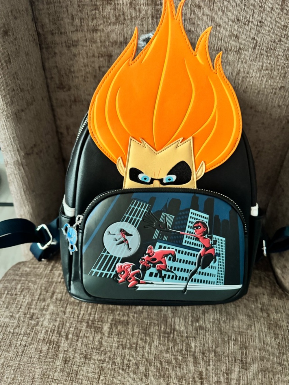 Loungefly Pixar The Incredibles!  Black Mini Backpack with Orange Accent